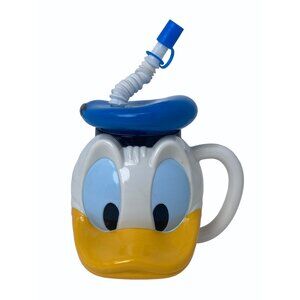 Donald Duck Disney Store 3D Sipper Mug Cup Straw Lid Plastic Collectible